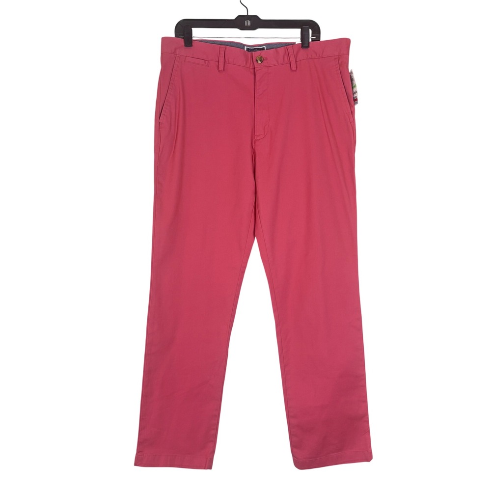 NWT Club Room Mens Classic Chino Pants Summer Melon Pink Stretch Straight 34x30